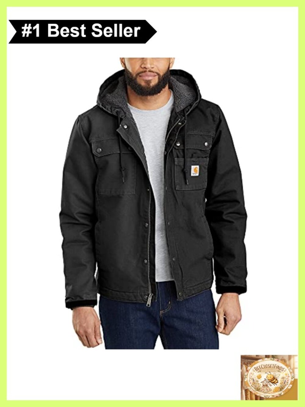 Washed Duck Bartlett Work Jacket Sherpa Lined Hooded Cold Weather